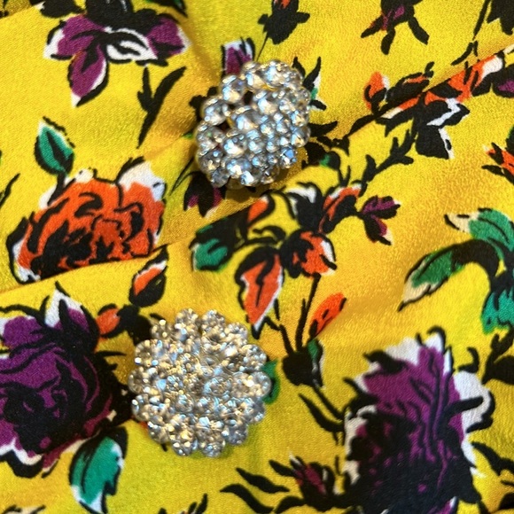 Zara Pleated Yellow Floral Print Skirt - Picture 7 of 10